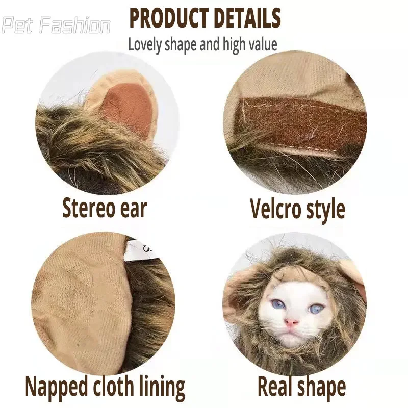 NEW Cute Lion Mane Cat Wig Hat for Dogs and Cat Small Dog Pet Cat Decor Accessories Lion Wig Fancy Hair Cap Pet Supplies