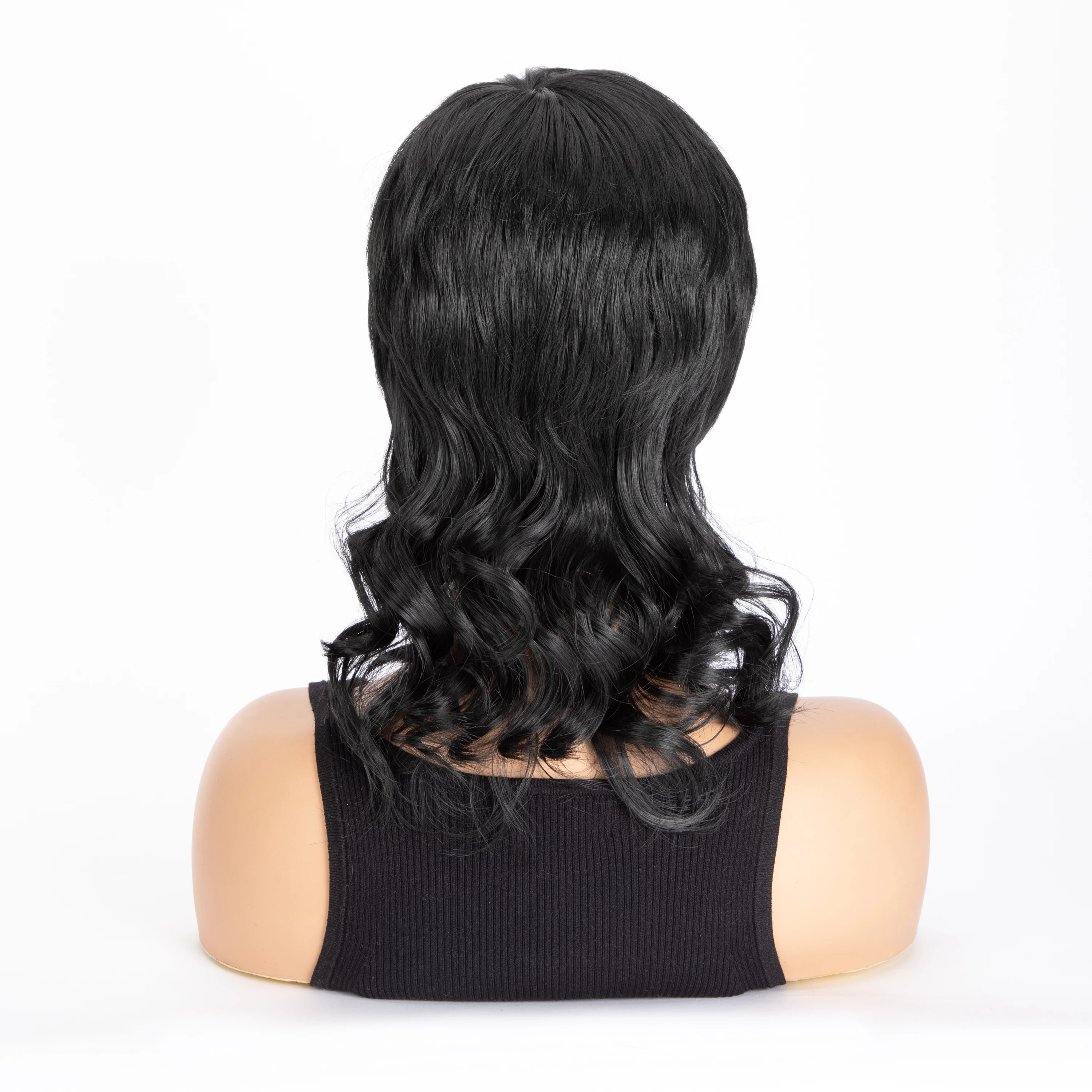 WIGERA Synthetic Highlight On Sale Black Short Straight Pixie Cut Hair Bob Wig With Long Wavy Wave Curly Bangs Hair For Women