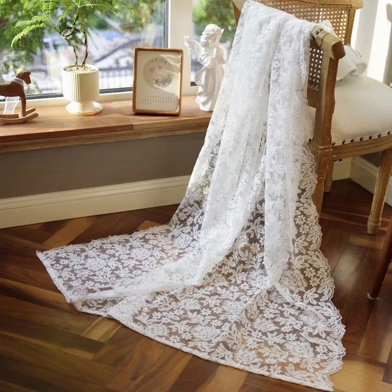 French Embroidery Yarn Curtains for Living Room Bedroom Country Unique Romantic Translucent  Window Separation Half Door