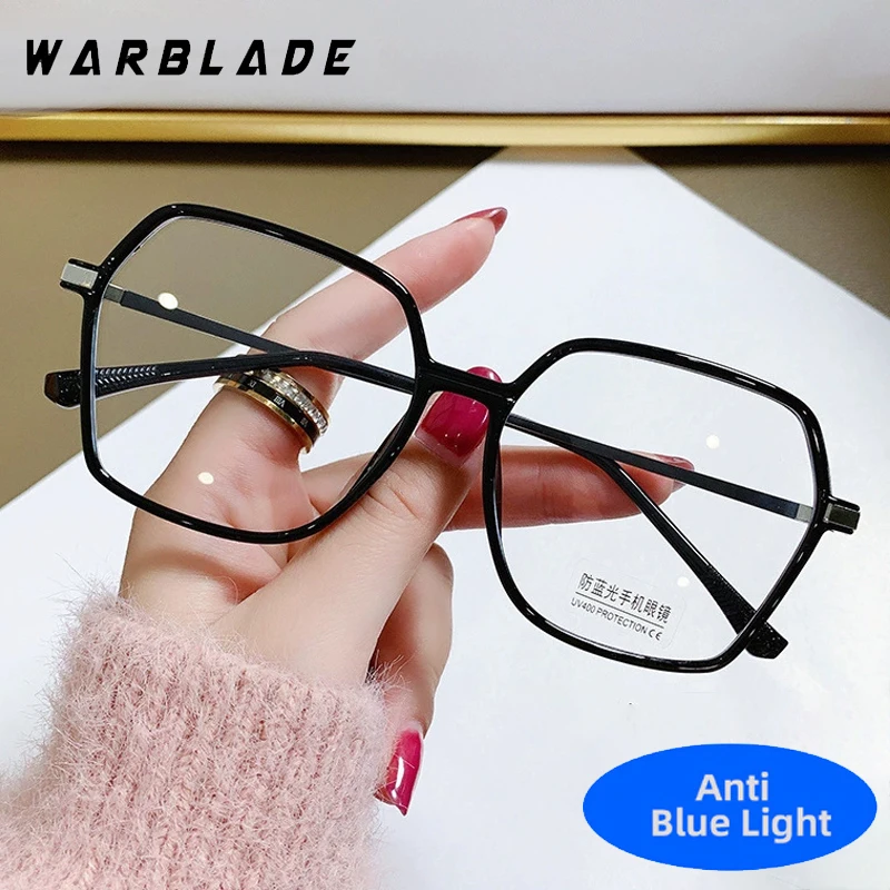 

Trend Brand Metal Polygon Women Glasses Reading Eye Protection Men Play Computer TR90 Anti-Blue Light Optical Eyeglasses Female
