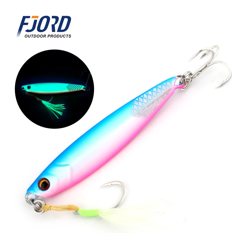 FJORD Flache, langsam leuchtende Metall-Jig-Blei-Angelköder, Salzwasser, 20 g, 30 g, 40 g, 60 g, Shore Casting, künstliche Köderhaken, Angelgerät