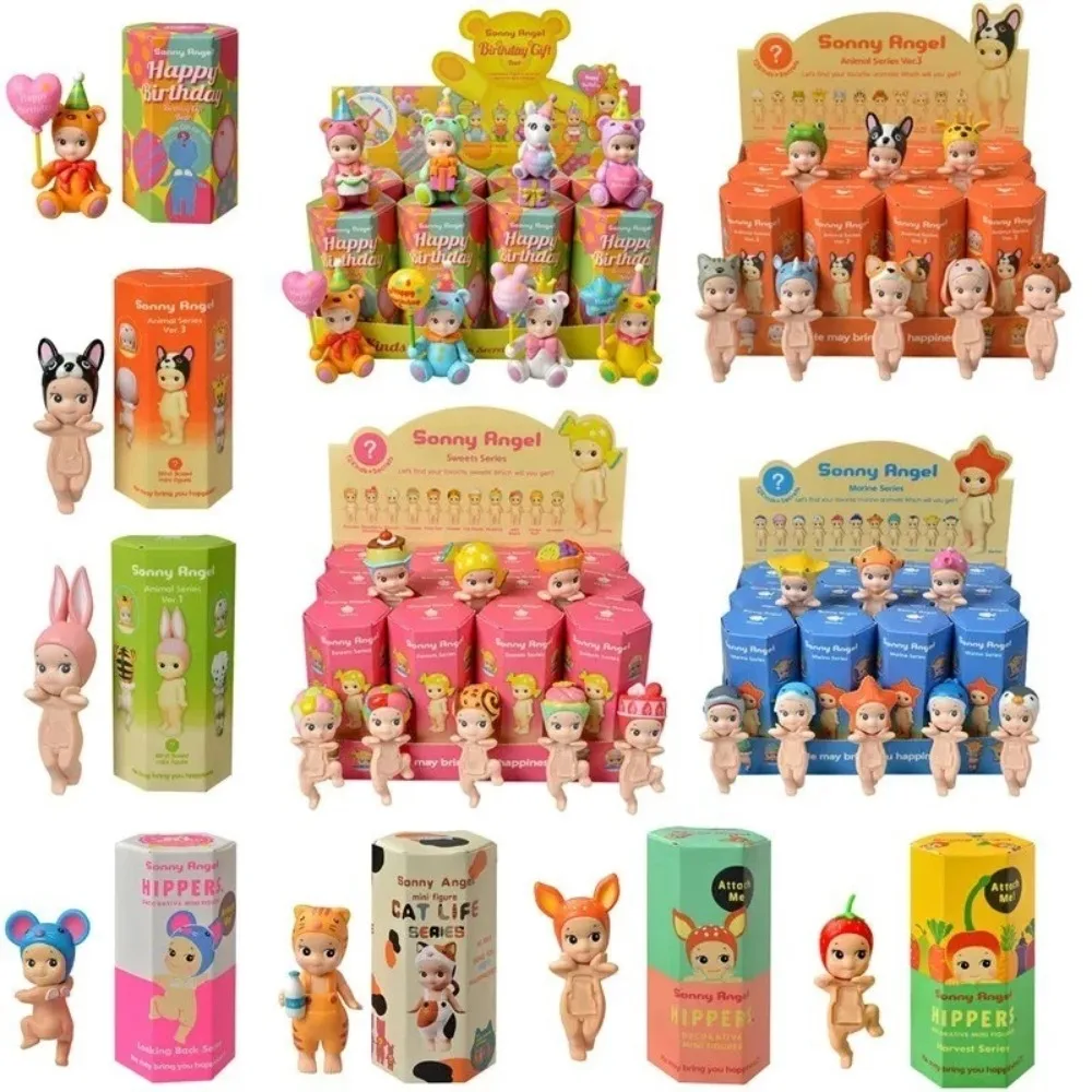 Caja ciega de la serie de animales y frutas de Ángel, figura de Anime, bonita muñeca Hippie, adornos para teléfono móvil de coche a la moda, juguete para niños, regalo de cumpleaños