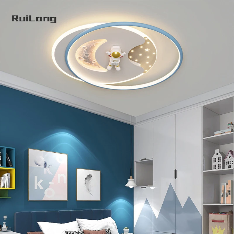 Imagem -06 - Luzes de Teto Led Astronauta dos Desenhos Animados Lustre Star Moon Lâmpada Rosa para Quarto Infantil Quarto de Meninos e Meninas