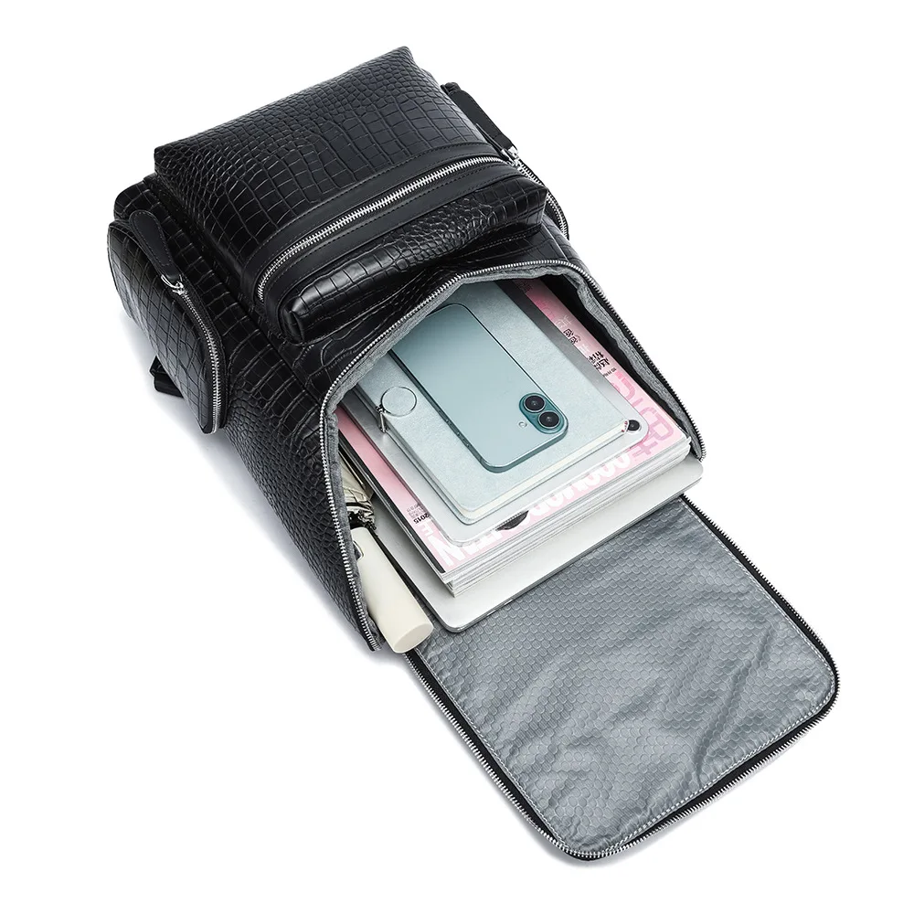 Luxus-Rucksack für Herren Business-Laptoptasche Modischer Alligator-Leder Reiserucksack für Männer Große Kapazität Herren-Schulranzen Rucksack – Detail 17