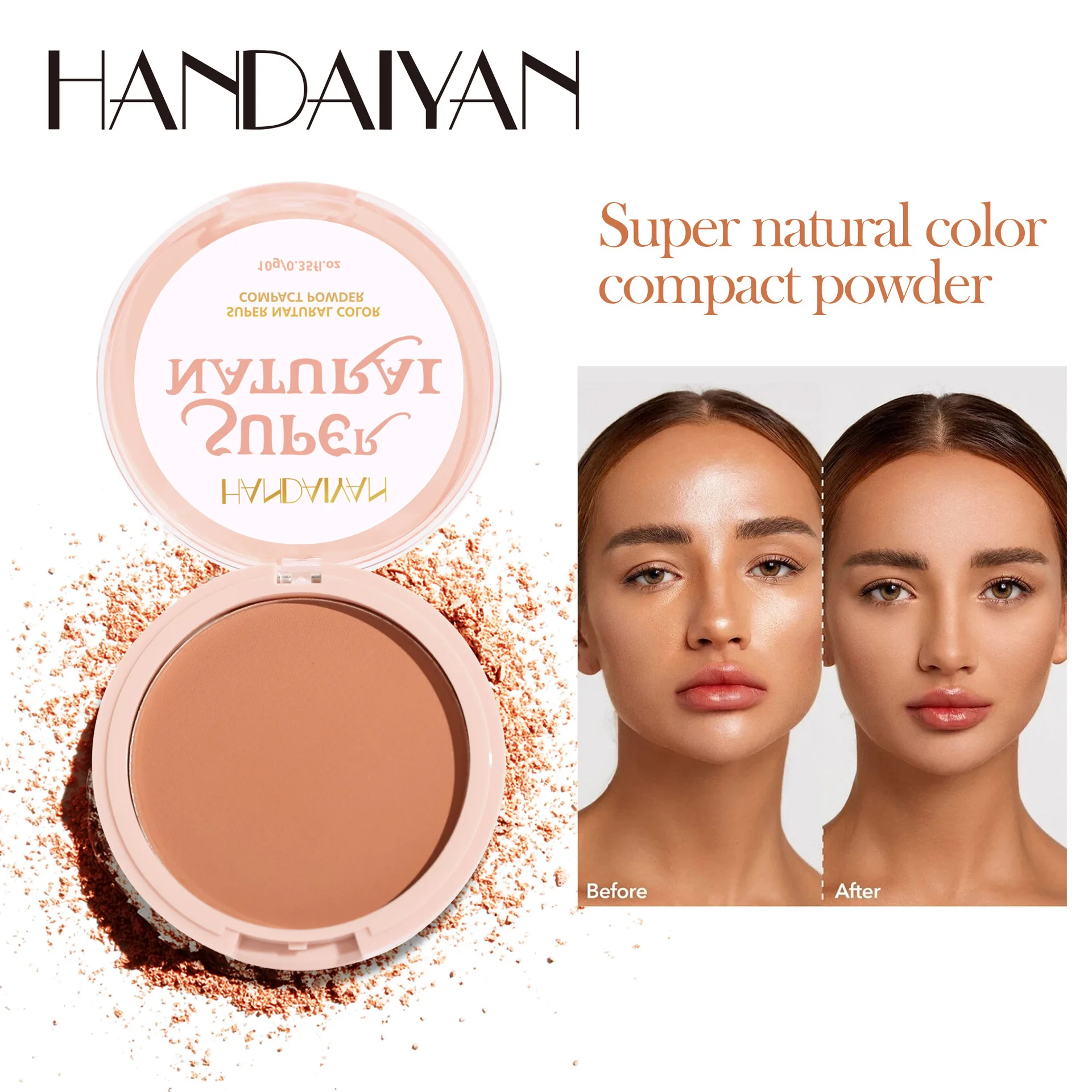 Setting Powder Super Natural Color Compact Powder Oil Control Waterproof Long-lasting Moisture Concealer, 10g