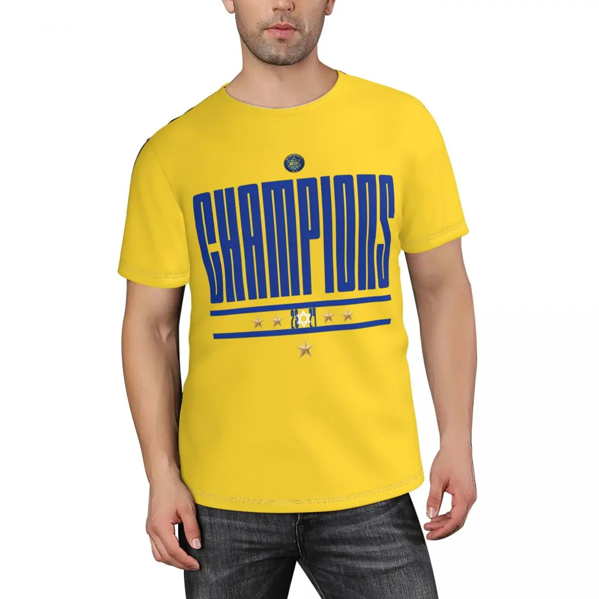 Maccabi Tel Aviv 23/24 champions Men\'s Athletic Cotton Classic Short Sleeve Crewneck T-Shirt Tee Shirt