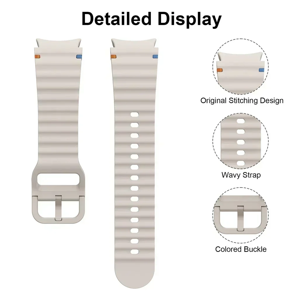 สายนาฬิกาสำหรับ Samsung Galaxy Watch 7 44 มม. 40 มม. 4/5 Pro/6 classic สายนาฬิกาอัจฉริยะซิลิโคนแท้ สายรัดข้อมือ Galaxy Watch7