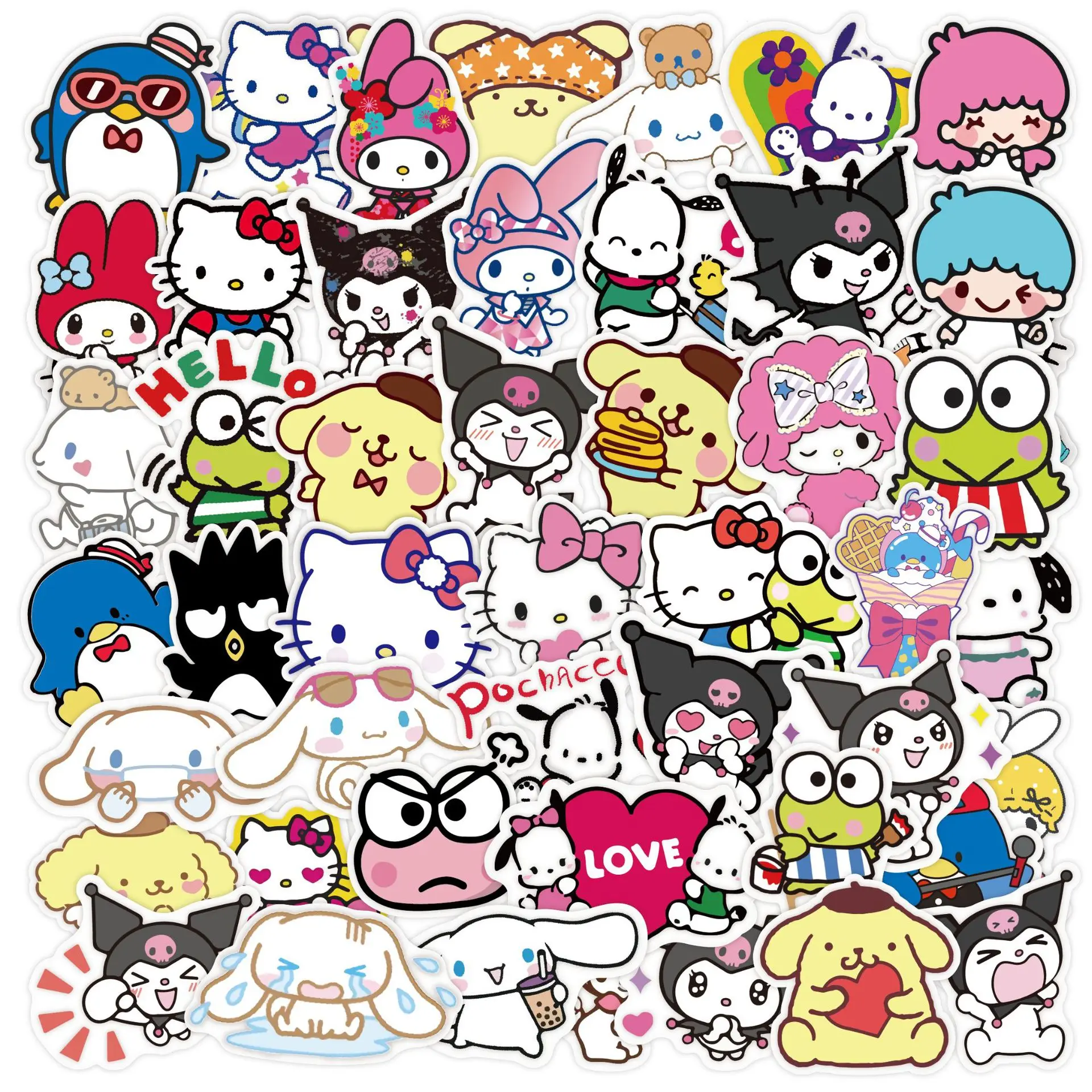 Pegatina de Sanrio de 50 piezas, pegatina impermeable de Hello Kitty kuromi Graffiti