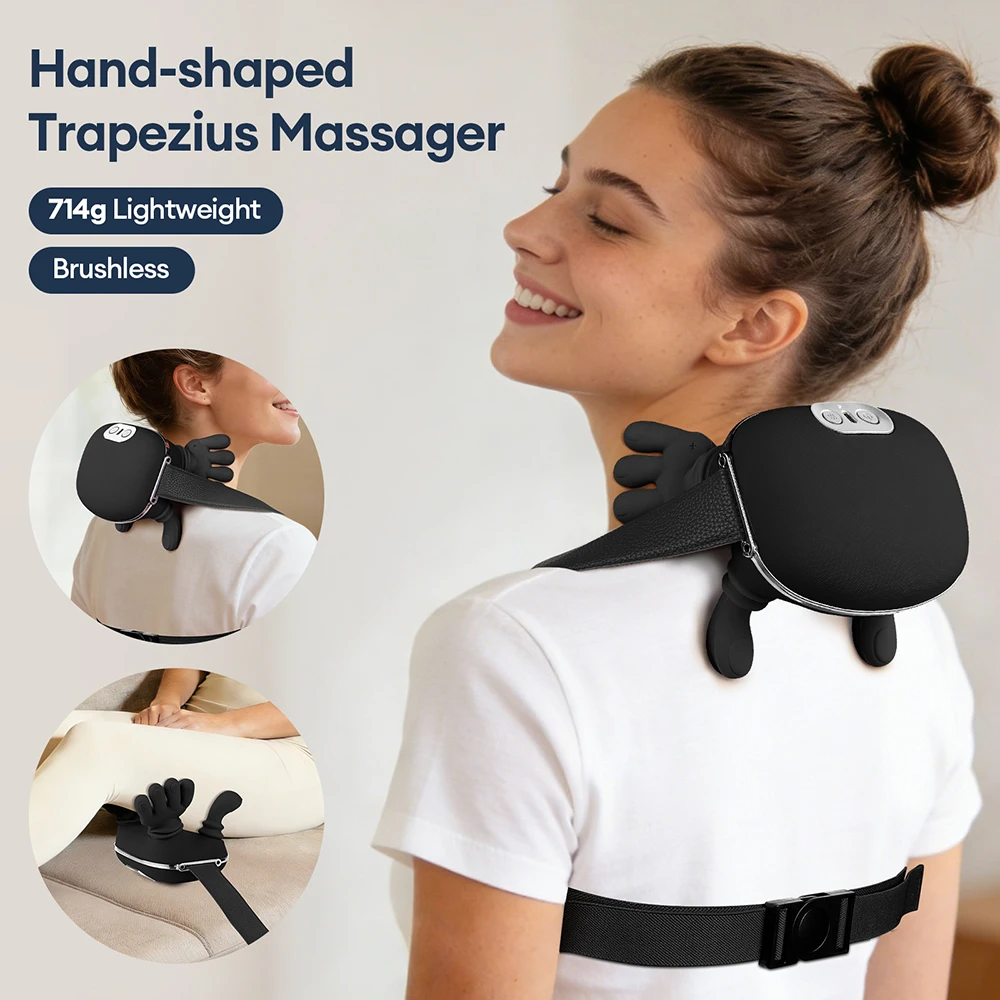 

Black Bionic Finger Neck Shoulder Massager Neck Cervical Trapezius Kneading Massage Shawl Bionic Hand Silicone Neck masajeador