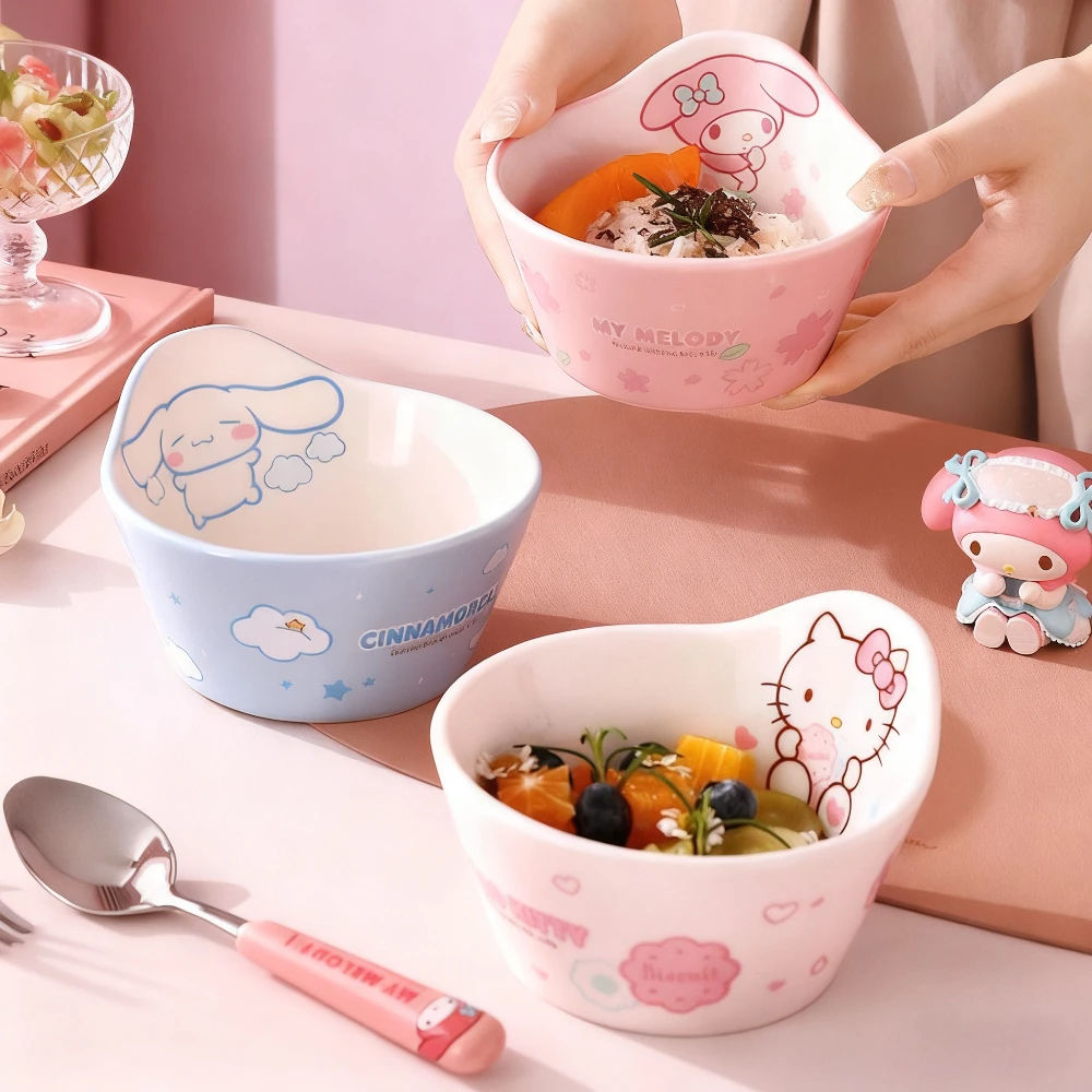 مرحبا كيتي الطفل وعاء سيراميك جديد لطيف كيتي الطفل تغذية السلطانية الوليد لوازم الميكروويف آمنة القرفة الكلب بلدي ميلودي سانريو