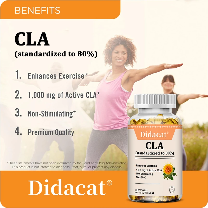 CLA Capsules 1000mg, 80% Active CLA, Support Weight Management, Promote Energy Metabolism, Enhance Exercise