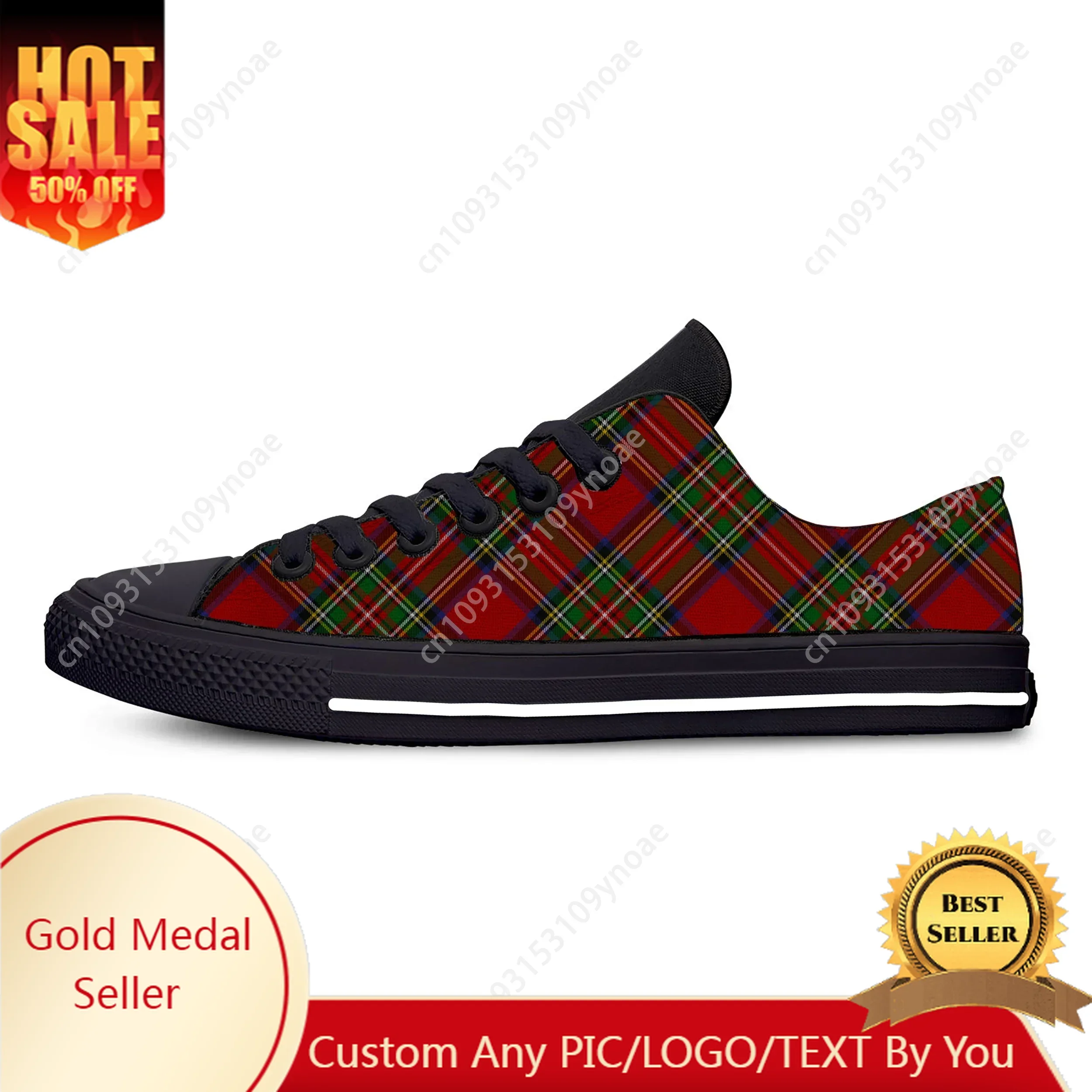 

Hot Scottish PLAID ROYAL STEWART TARTAN Cool Fashion Casual Shoes Low Top Breathable Men Women Sneakers Lightweight Board Shoes