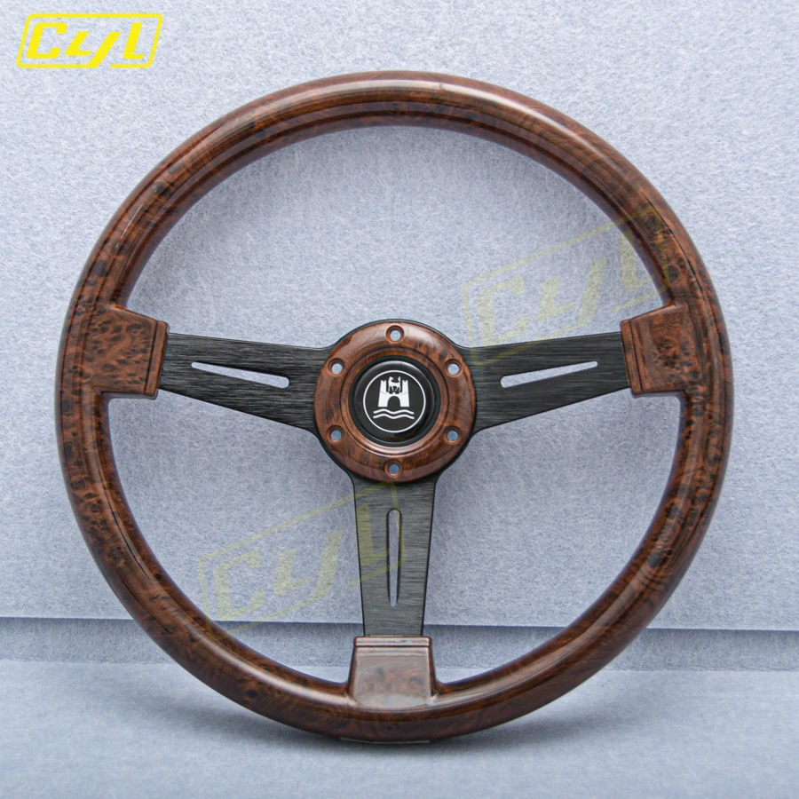 14inch 340mm Universal Wood Look ABS Steering Wheel Classic Vintage Car Racing Sports Steering Wheel