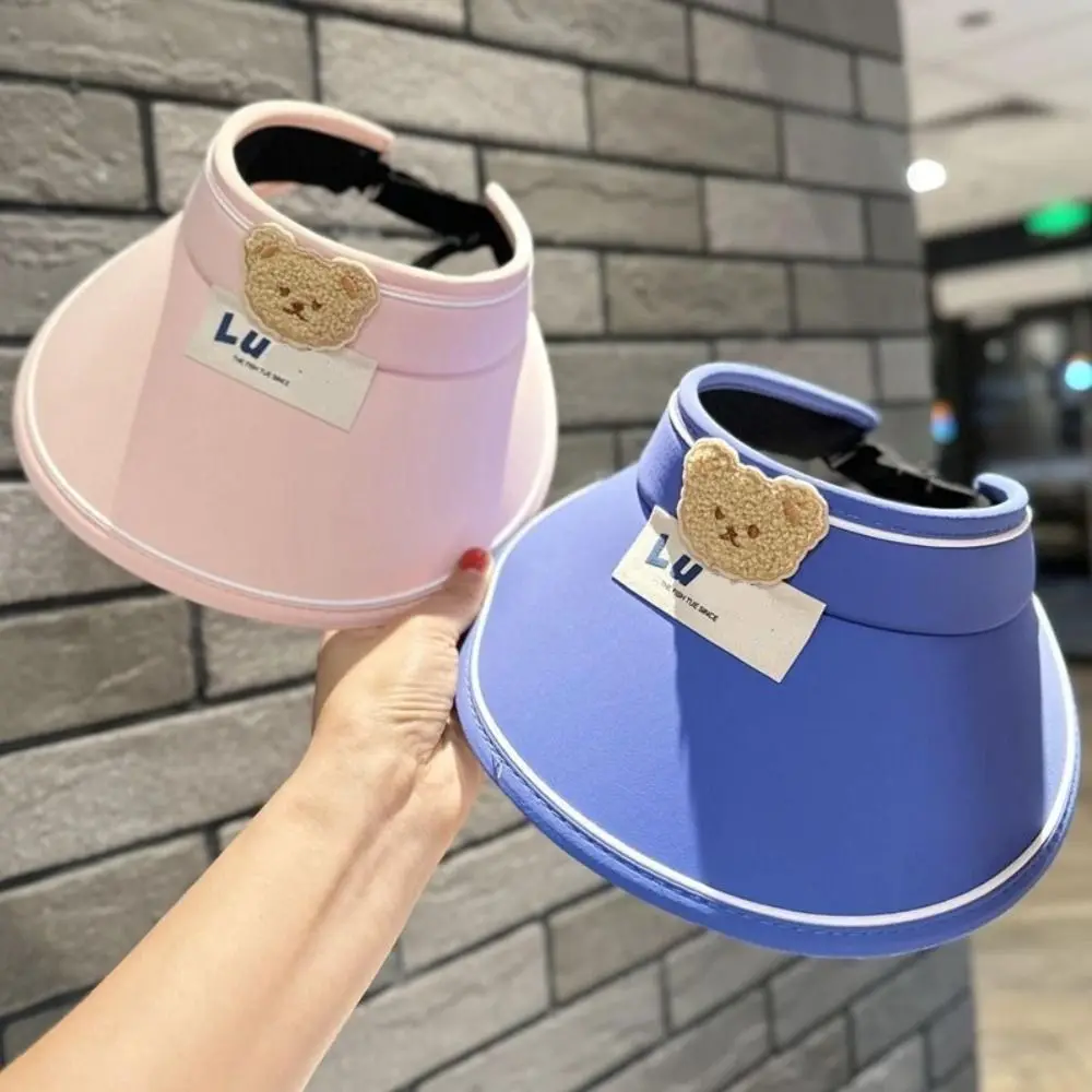 Shading Hat Bear Empty Top Hat Anti-UV Sun Hat No Top Beach Hat Cartoon Sunshade Hat Korean Style Children's Visor Hat Kid