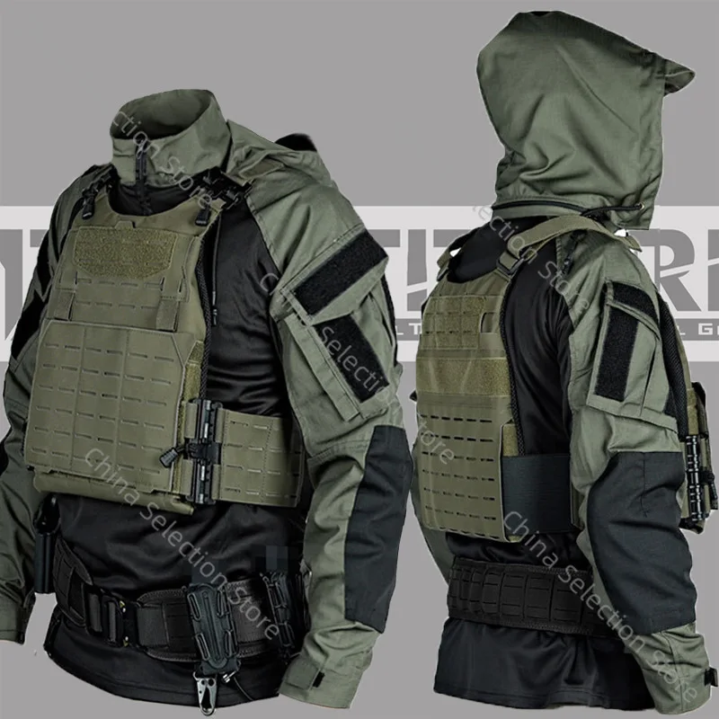 

Black and gray industrial attack SP2 version tactical top combat clothing wind frog pants set T-shirt sweater