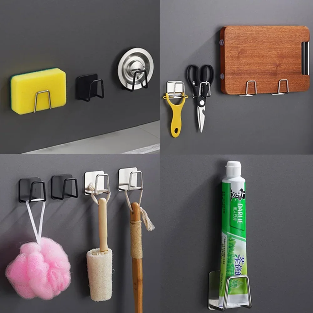 Kitchen Stainless Steel Sink Sponges Holder Self Adhesive Drain Drying Rack Kitchen Wall Hooks Accessories Storage Organizer image 2
