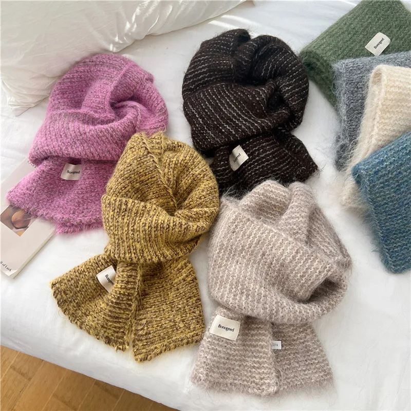 Women Men Warmth Solid Knitting Yarn Thicken Scarves Shawl Unisex Neck Wrap Knitted Neckerchief Make Warm for Winter Scarf Shawl