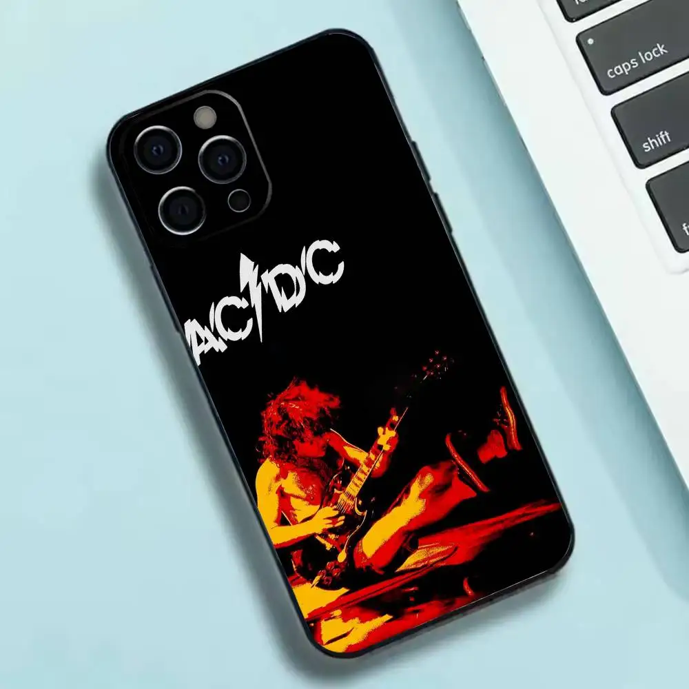 حافظة هاتف A- AcDc Rock لهاتف iPhone17,16,15,14,13,12,11 Plus، Pro Max غطاء أسود ناعم #4