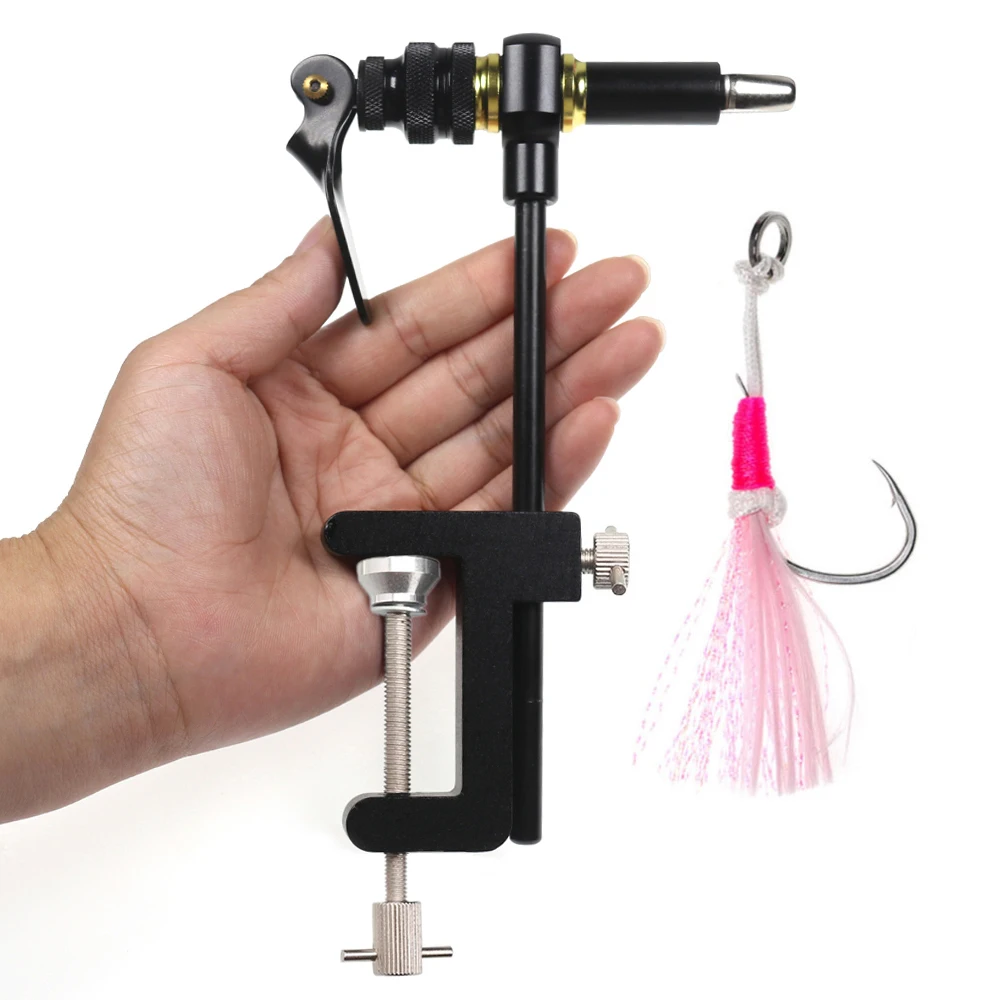 Elllv 360° Rotation Assist Hook Binding Vise/ Fly Tying C-Clamp Vise with Hardened Steel Jaws Fishing Lure Making Tools
