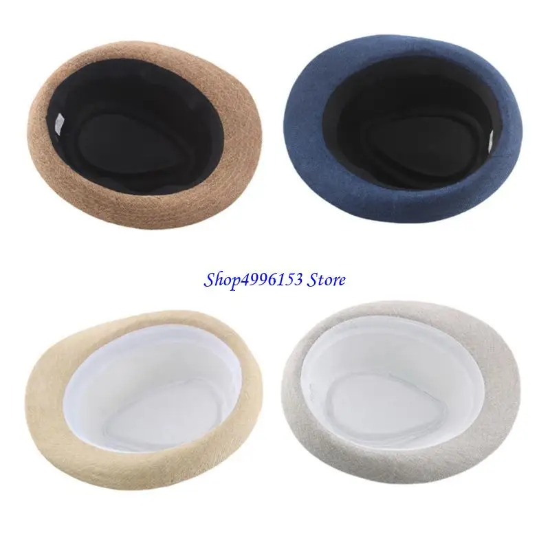 Q0KE Fedora pour hommes femmes unisexe classique 1920 Gangster Fedora chapeaux avec bandes noires décorations couleur unie