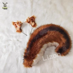 Cosplay Squirrel Ears Shape Hairhoop and Tail Suits Animal Fancy Costume prop Novelty Supplies for Halloween Party