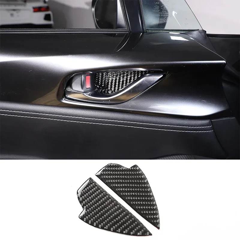 For Mazda MX-5 2016-2023 Car Interior Door Bowl Decorative Cover Sticker Soft Carbon Fiber Interior Accessories 2 Pcs