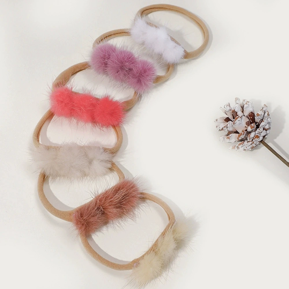 

Inforest Baby Girls Headband Triple Pompom Hairbands Newborn Nylon Hair Band for Infant Cute Hair Accessories Toddler Turban