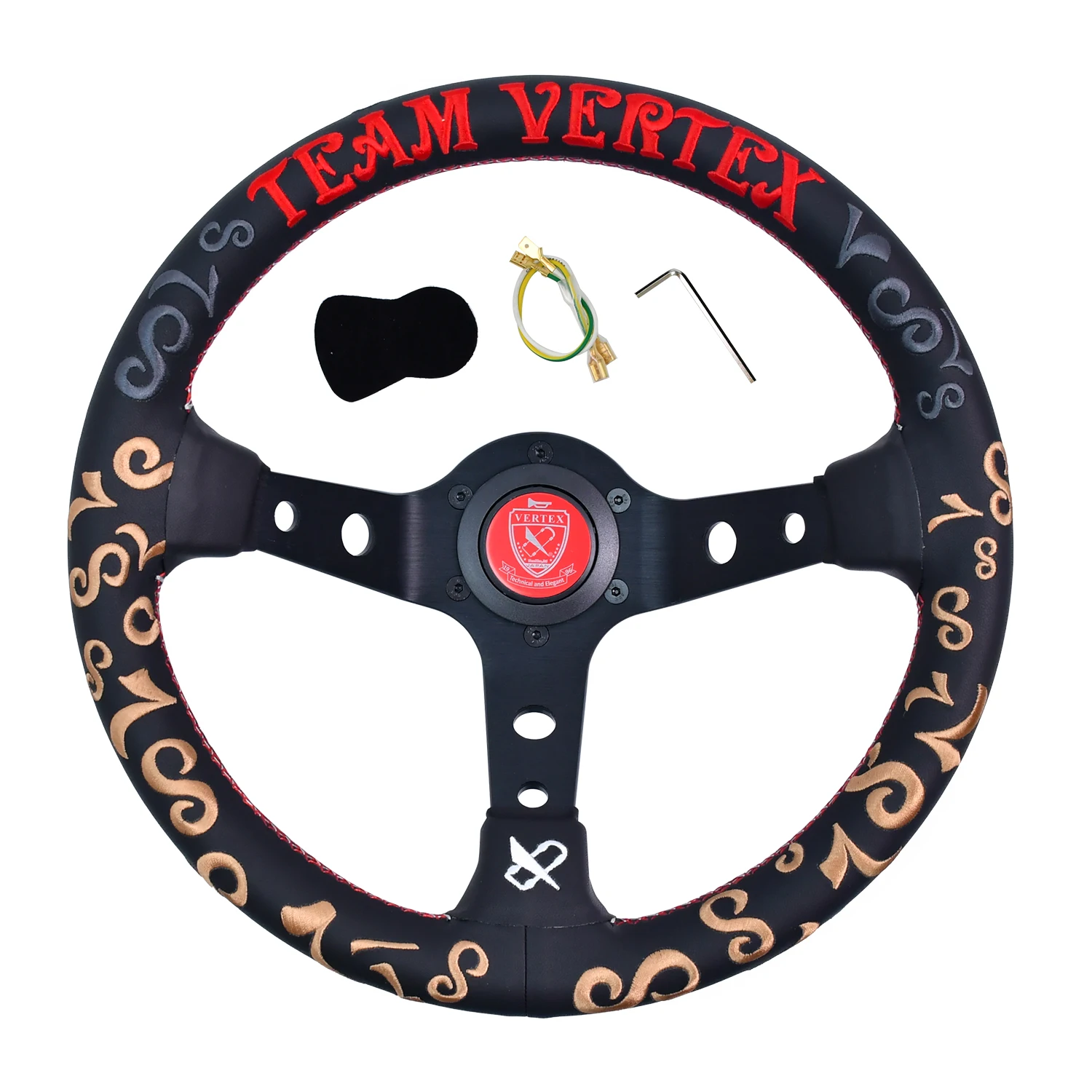 

Vertex Universal Sports Steering Wheel 320MM Leather Embroidery Car Accessories Interior Parts Sim Racing Steering Wheel