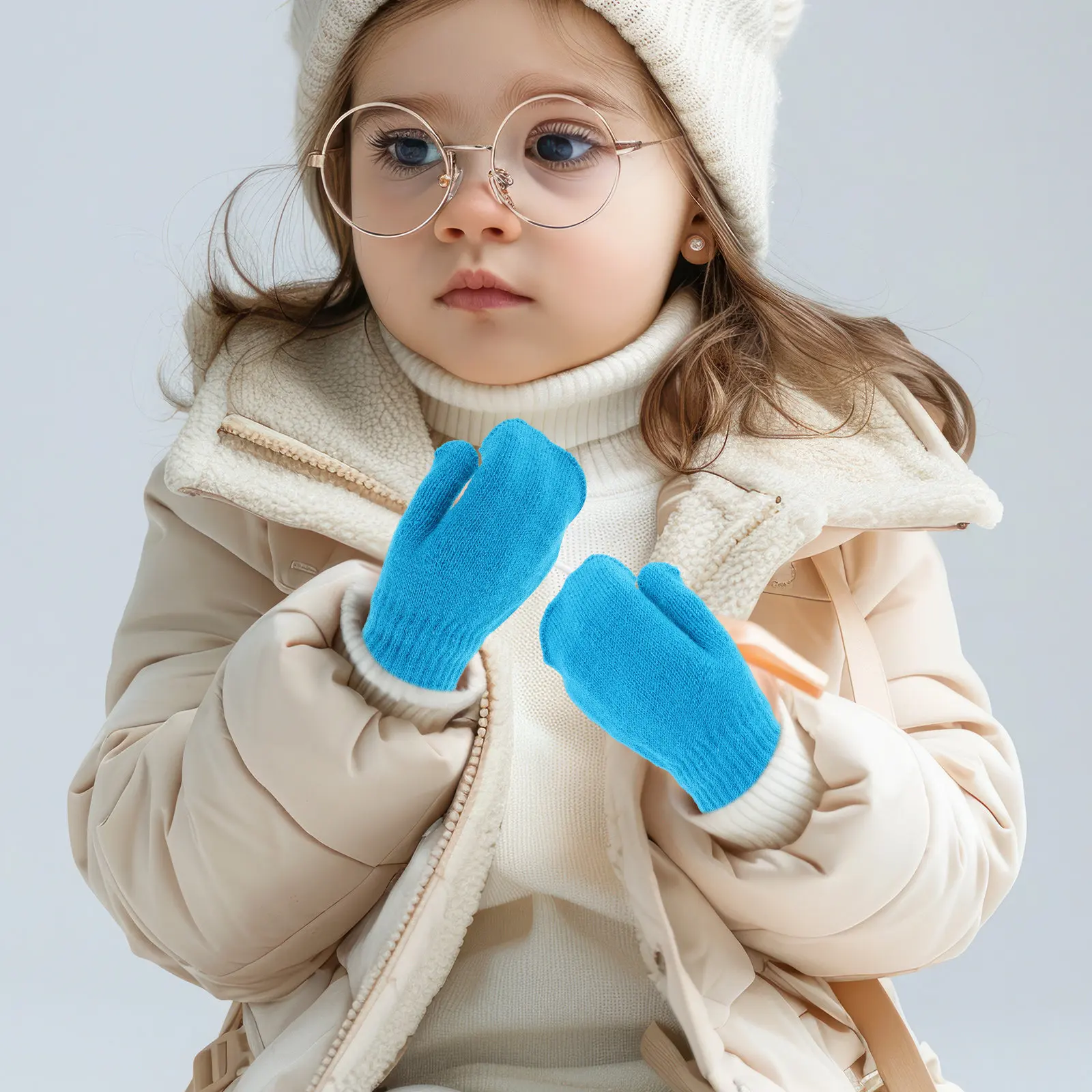 

Toddler Winter Mittens Warm Knitted Gloves For Kids Boys Girls Thick Elastic Wrist Cuff Cuffs Baby Mittens Winter Warm Gloves