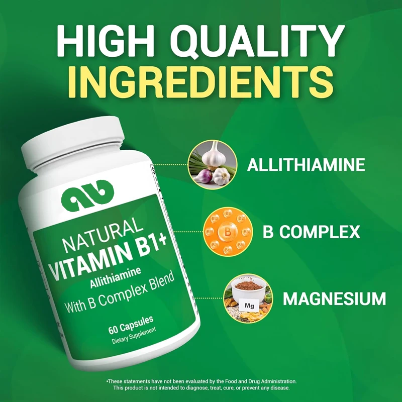 Natural Vitamin B1 B6 B12 Complex - Contains 8 essential vitamin B complexes, including thiamine, niacin, folate, magnesium, etc