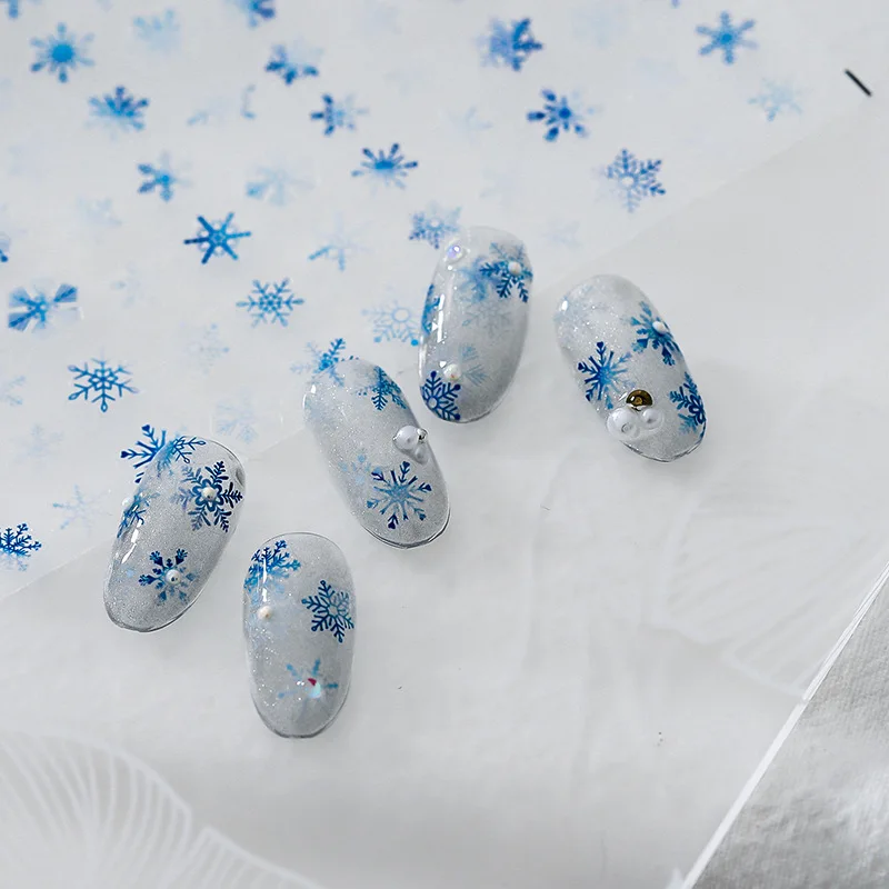 Adesivos de arte de unhas de floco de neve de inverno fáceis DIY decalques de manicure de férias para unhas elegantes