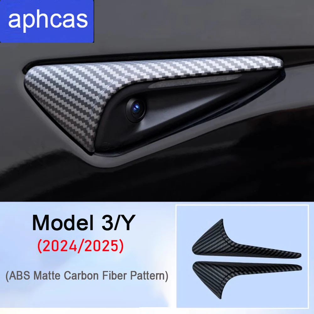 

Carbon Pattern Side Camera Cover For Tesla Model 3 Y 2024 2025 Turn Signal Trim Protector ABS Leaf Board Accessory