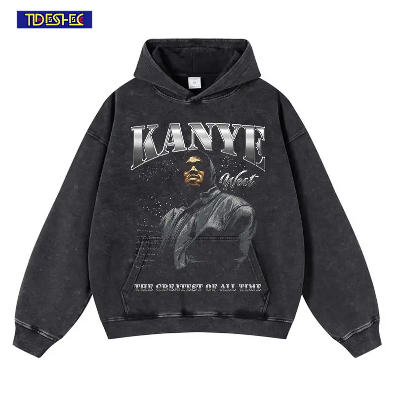 

Hip-hop Cotton Washed Hooded Men Harajuku Hoodies Hip Hop Portrait Graphic Print Hoodie Vintage Streetwear Pullover Sweatshirt