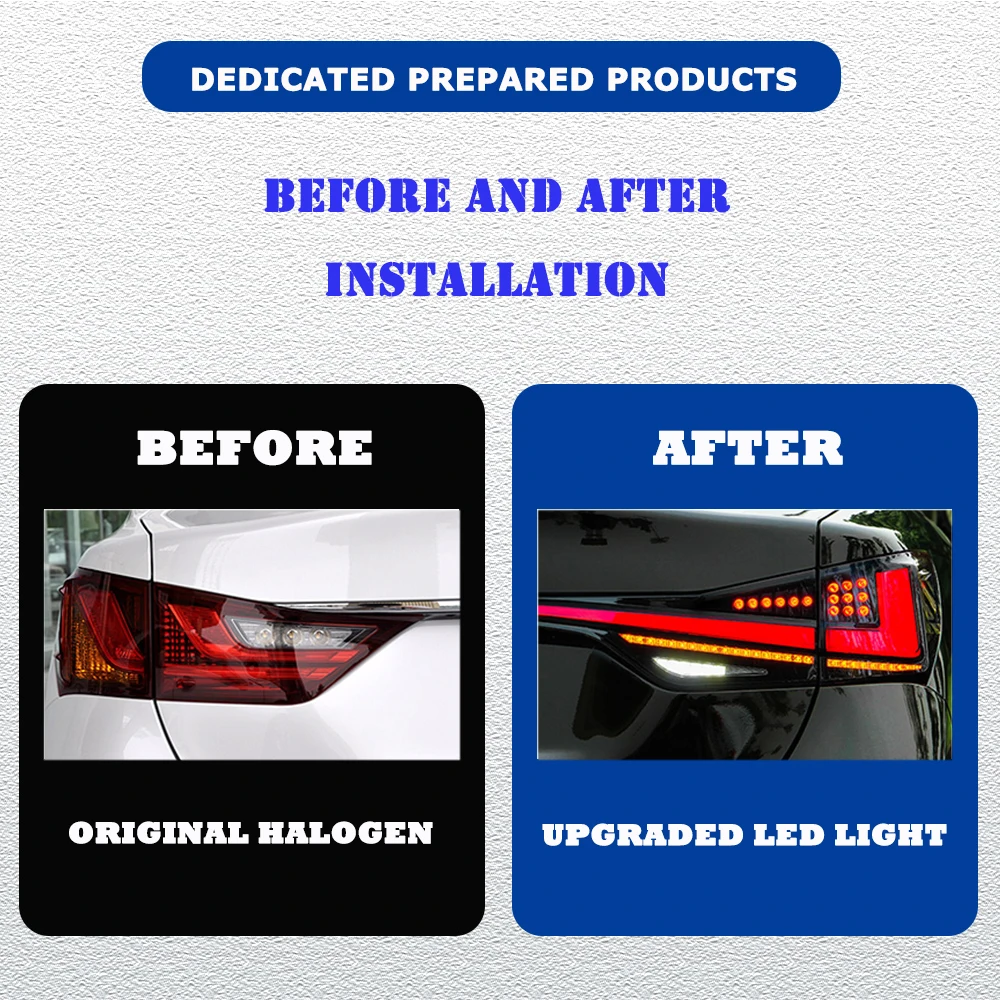 LED Through Tail Lights for LEXUS GS GS250 12-20 upgrade new style led DRL Car Taillights Assembly Signal Auto Accessories Lamp