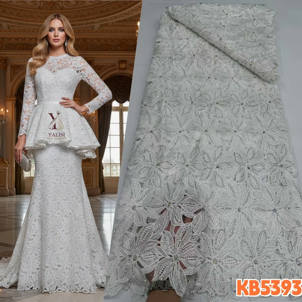 

Водорастворимое кружево с пайетками, швейцарское кружево, высококачественная ткань 2026, гипюровое кружево с камнями, тесьма для шитья KB5393