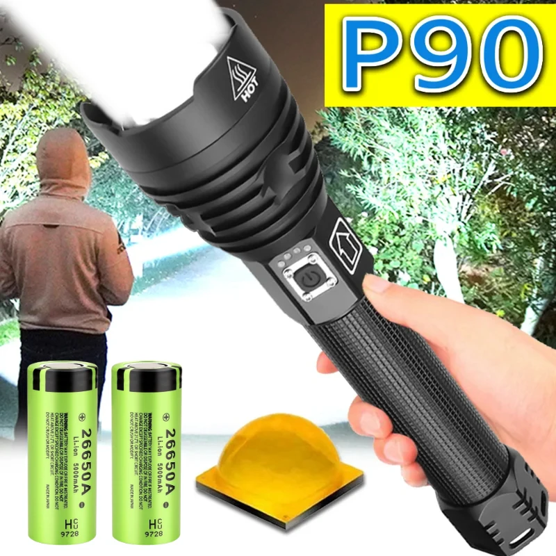 XHP90 Led Flashlight 26650 Rechargeable Torch Usb Powerful Tactical Camping Light Zoomable Hunting Lantern Waterproof Hand Lamp