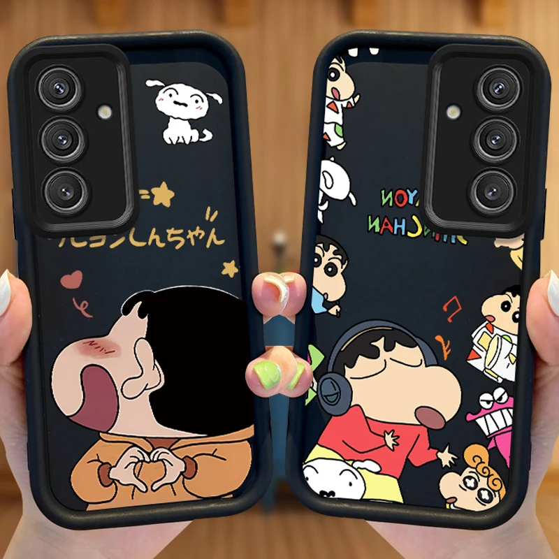 Lovely C-Crayon Shin-Chan Case For Samsung Galaxy S24 S23 S22 S21Ultra Plus S23 S21 S20 FE Case Liquid Silicone Shockproof Cover