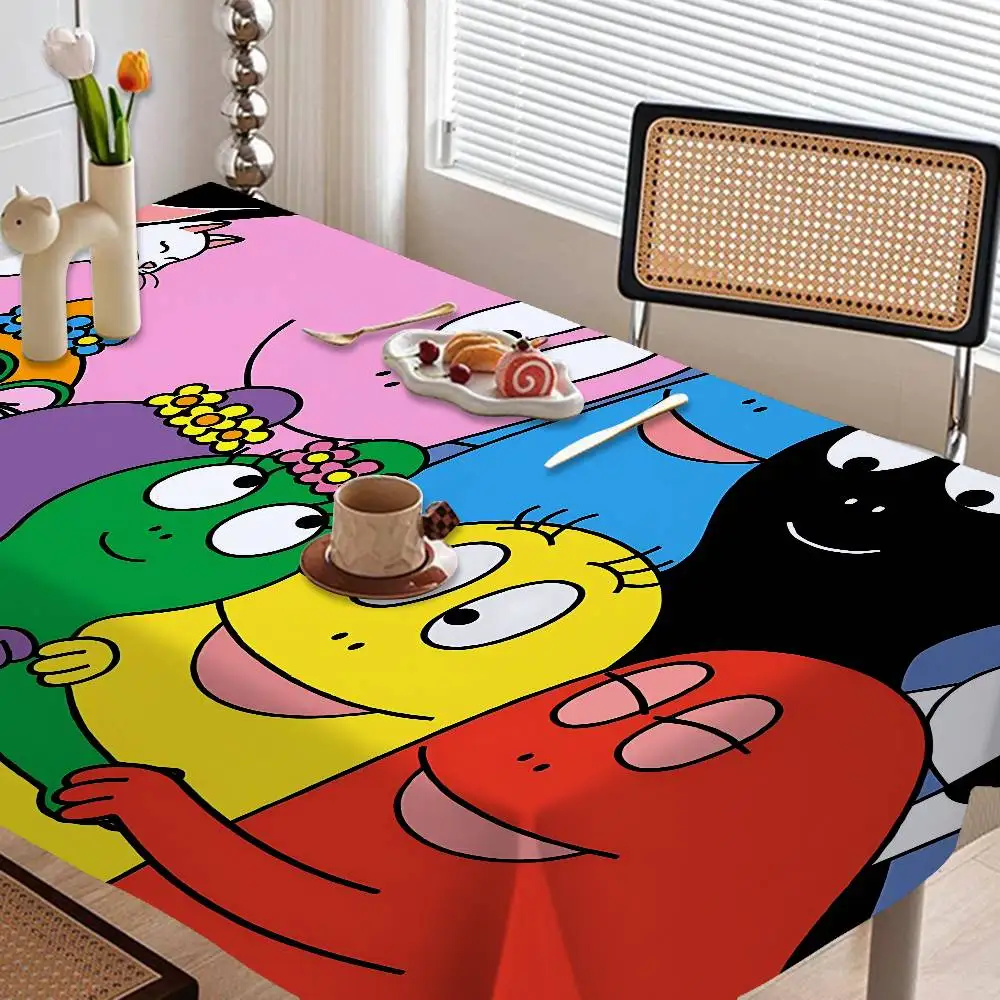 Cute Cartoon Les Barbapapa Pattern Tablecloths Summer Washable Picnic Party Rectangle Table Cover Home Dining Decor