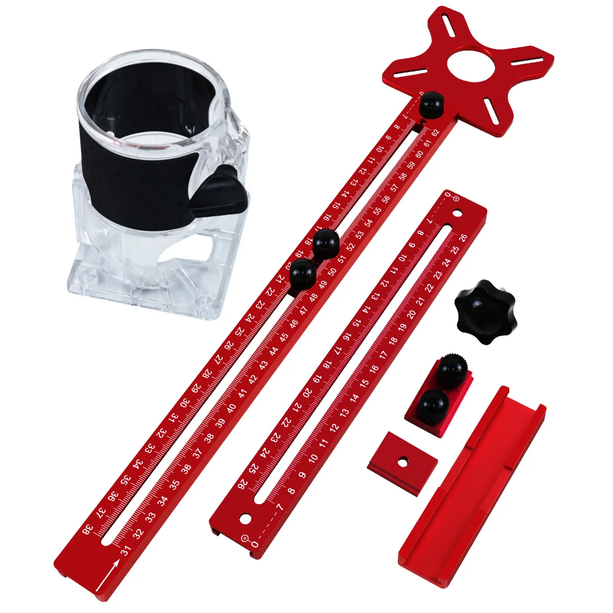 Uitgebreide 3 in 1 Router Freesgroefbeugel, 9-61 cm Radius Router Cirkel Snijmal, Aluminium Kast Hardware Jig voor Houtwerk