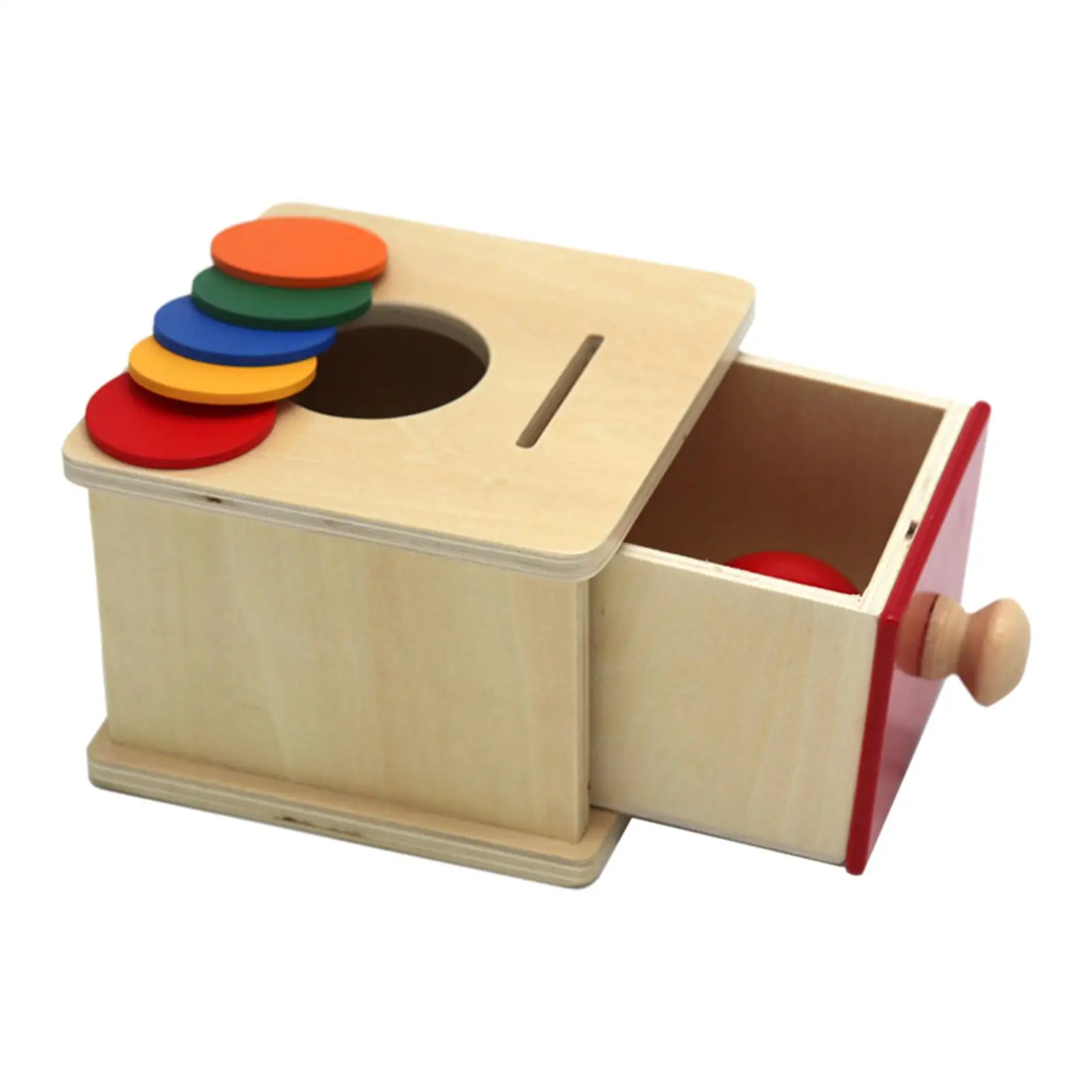 Montessori Ball Drop Box Onderwijs Hulpmiddelen Vroege Educatie Houten Puzzelkleur