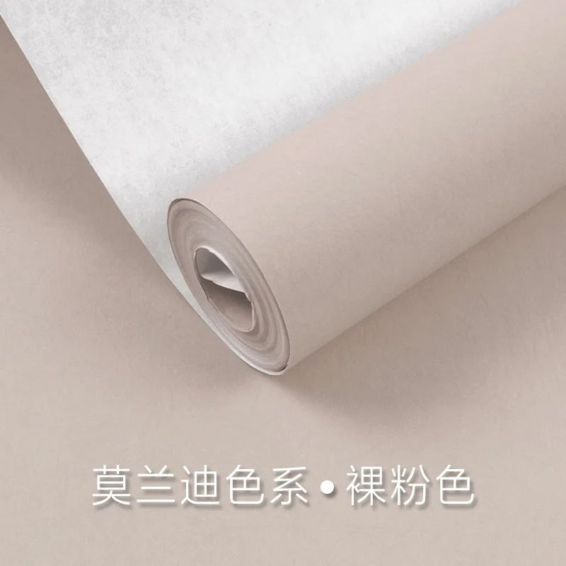 Morandi Color Solid Dirty Pink Long Fiber Non Woven Wallpaper for Bedroom Living Room Background Wall Nordic Style Plain Gray Wa