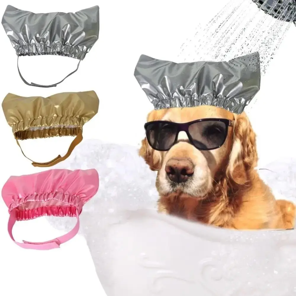 New Polyester Pet Shower Cap Waterproof Pet Grooming Supplies Cat Waterproof Shower Cap Adjustable Cat Bath Hats