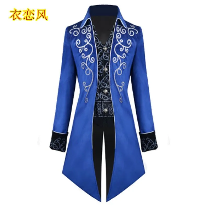 

1038Western retro clothing mid-length punk men's groomsmen vampire count dress