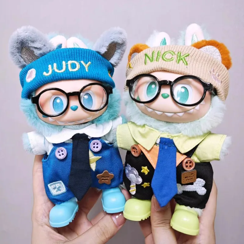 

15/17cm LABUBU Gen I/II Doll Plush Doll Clothing Accessories: Tie & Star-Bone Suspender Pants - Sitting Party Series Accessories