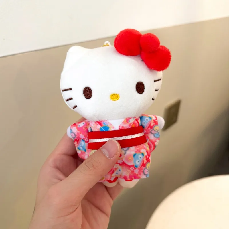 My Melody Sakura Kimono Series Kuromi Plush Butter Bag Pendant, Anime Keychain, Sanrios, Popméthanol Cartoon, Decoration Gift, Cute