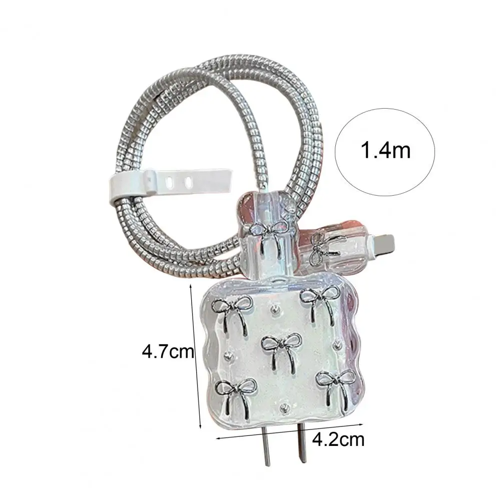 Защитный чехол для iPhone, 20 Вт, USB-C, зарядный кабель, 3D-бантик, адаптер питания, зарядное устройство, защитный чехол, защита для зарядного шнура