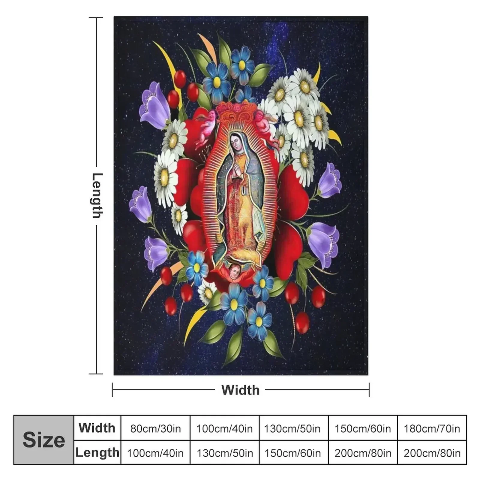 Our Lady of Guadalupe Mexican Virgin Mary Mexico Flowers Tilma Throw Blanket manga Soft Big Weighted Blankets