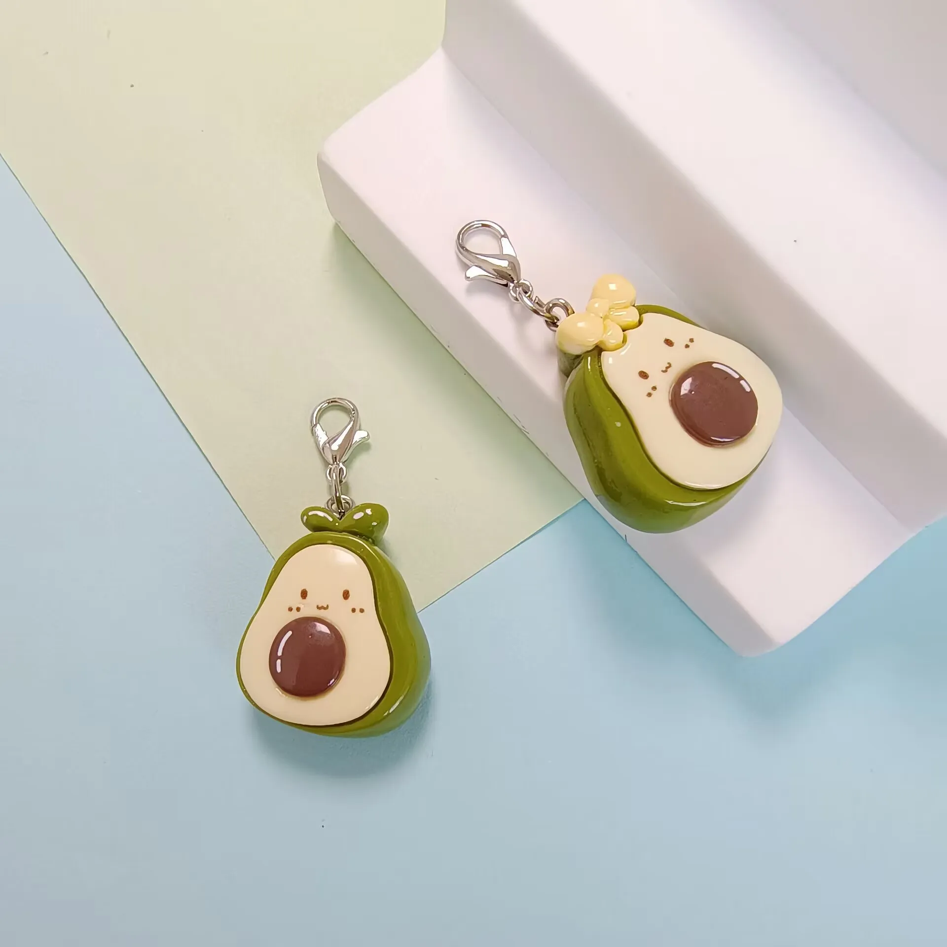 Cute Fruit Avocado Pendant Keychain Resin Kawaii Keyring Backpack Hangings Decoration Gifts