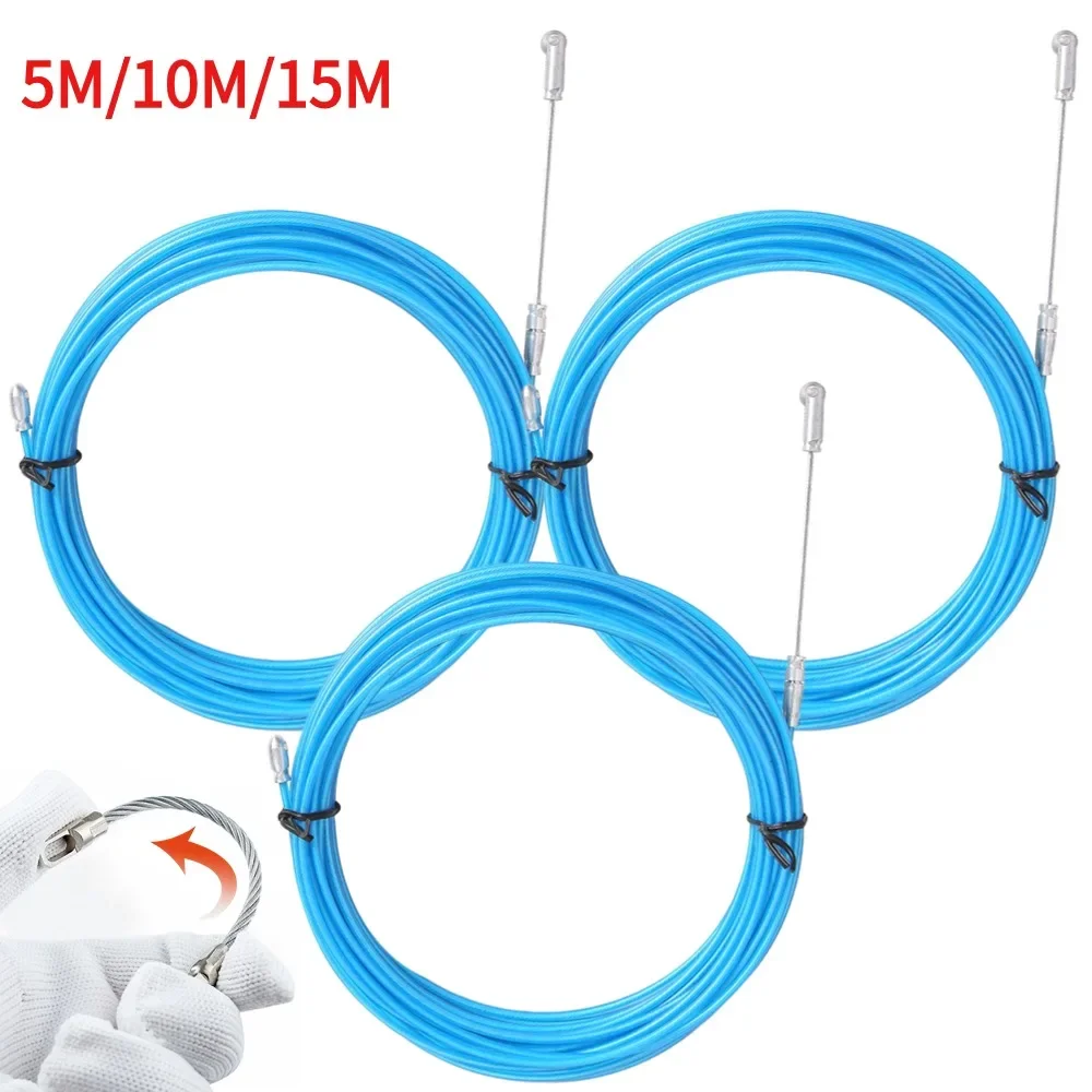 Cable Push Puller Electrician Conduit Ducting Cable Puller Tape Clip Electrical Wall Wire Cable Guide Device Aid Tool 5/10/15M