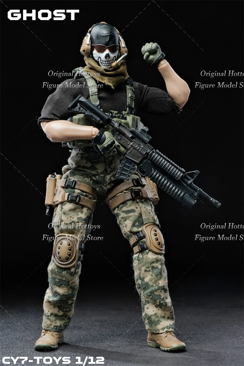 CY7-TOYS 1/12 escala homem soldado morte deus fantasma com arma crânio máscara conjunto completo 6 polegadas figura de ação modelo presentes coleção